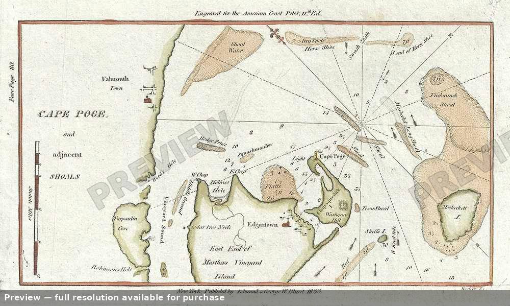 Antique map: Cape Poge, 1833