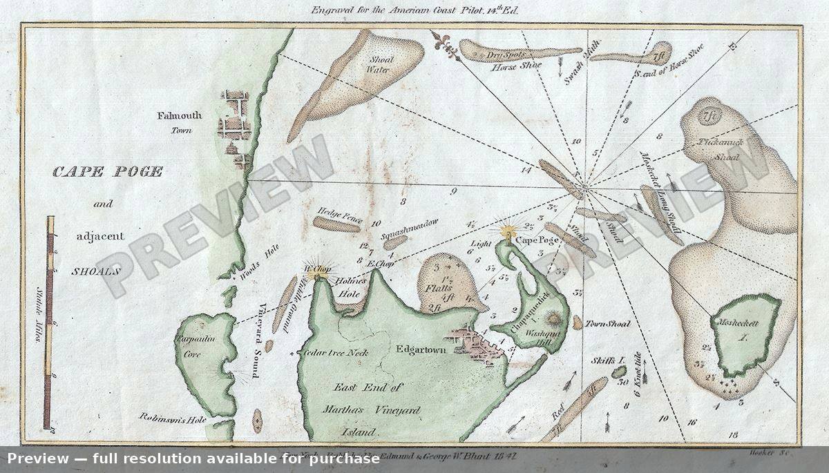 Antique map: Cape Poge, 1842