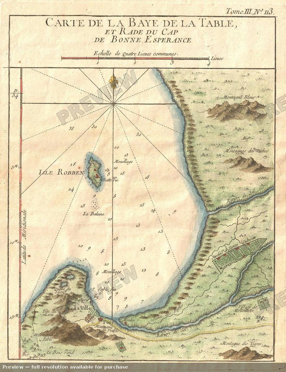 Antique map: Cape Town Safrica, 1764, 1764