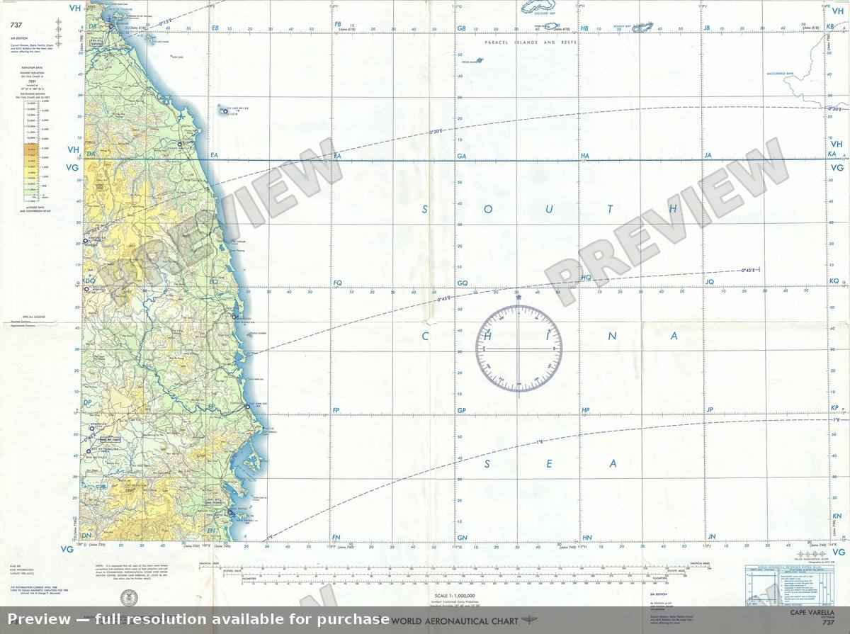 Antique map: Cape Varella, 1958, 1958