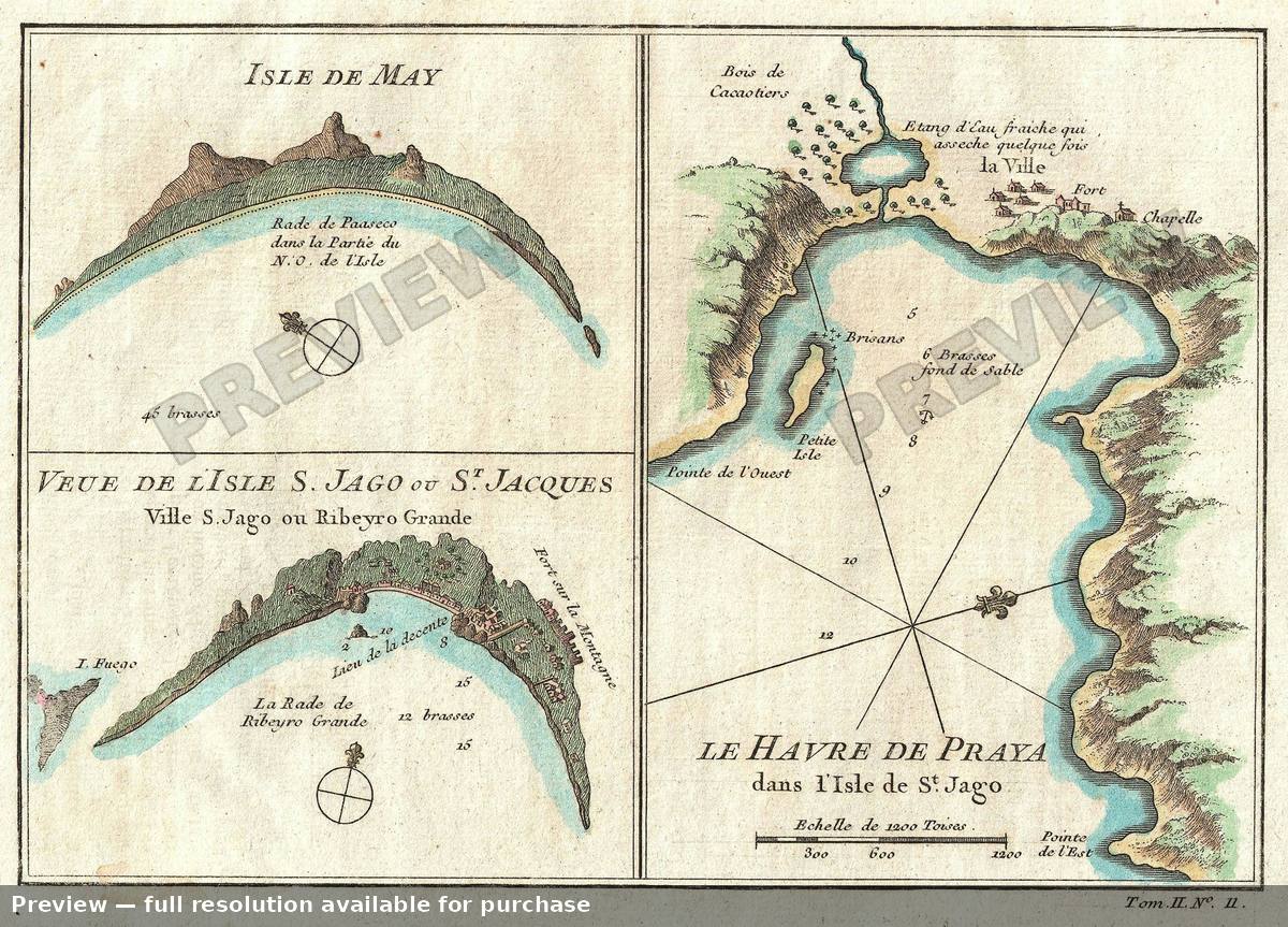 Antique map: Cape Verde Views, 1749