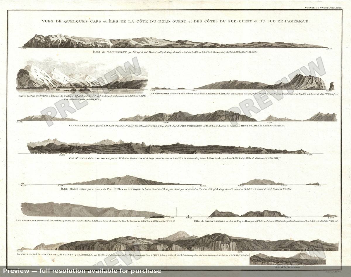 Antique map: Capes Alaska Mexico, 1799