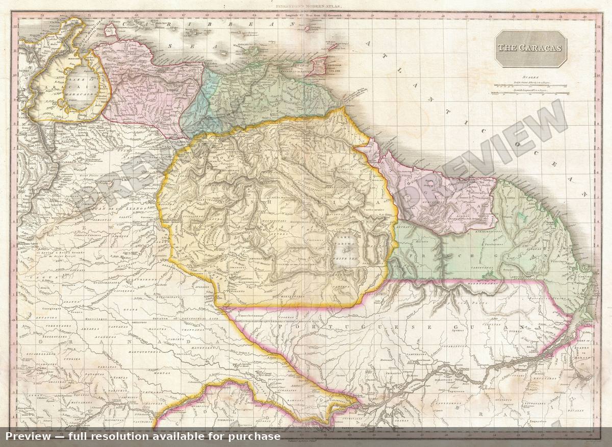 Antique map: Caracas, 1818