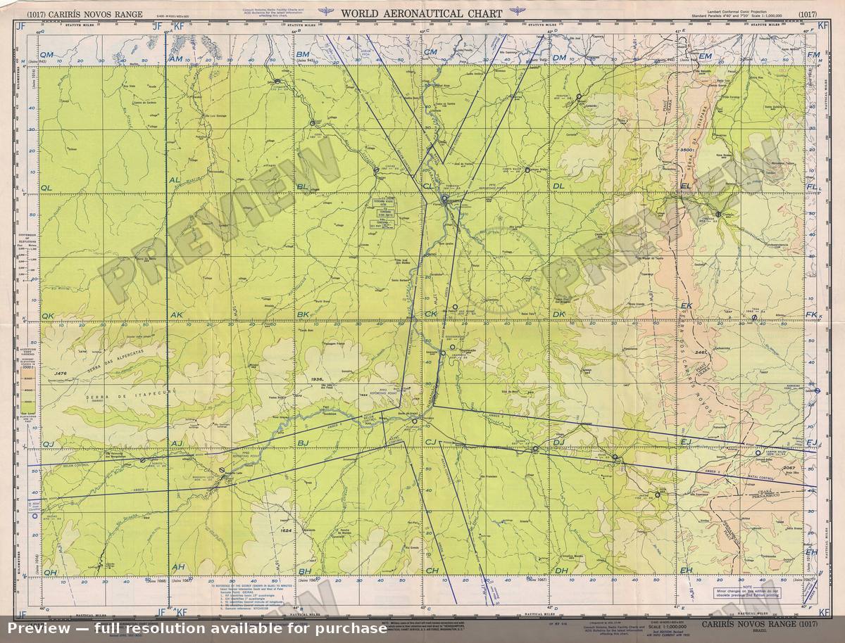 Antique map: Cariris Novos Range, 1952, 1952