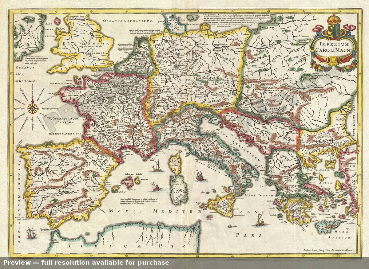 Antique map: Caroli Magni, 1657