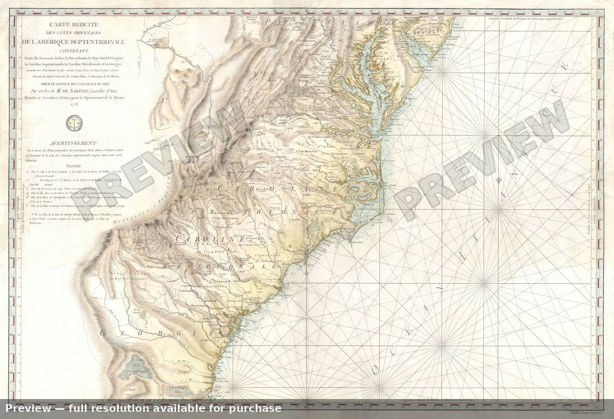 Antique map: Carolina, 1778, 1778