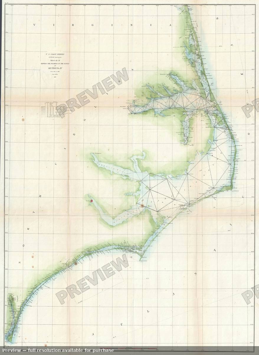 Antique map: Carolina Coast, 1860