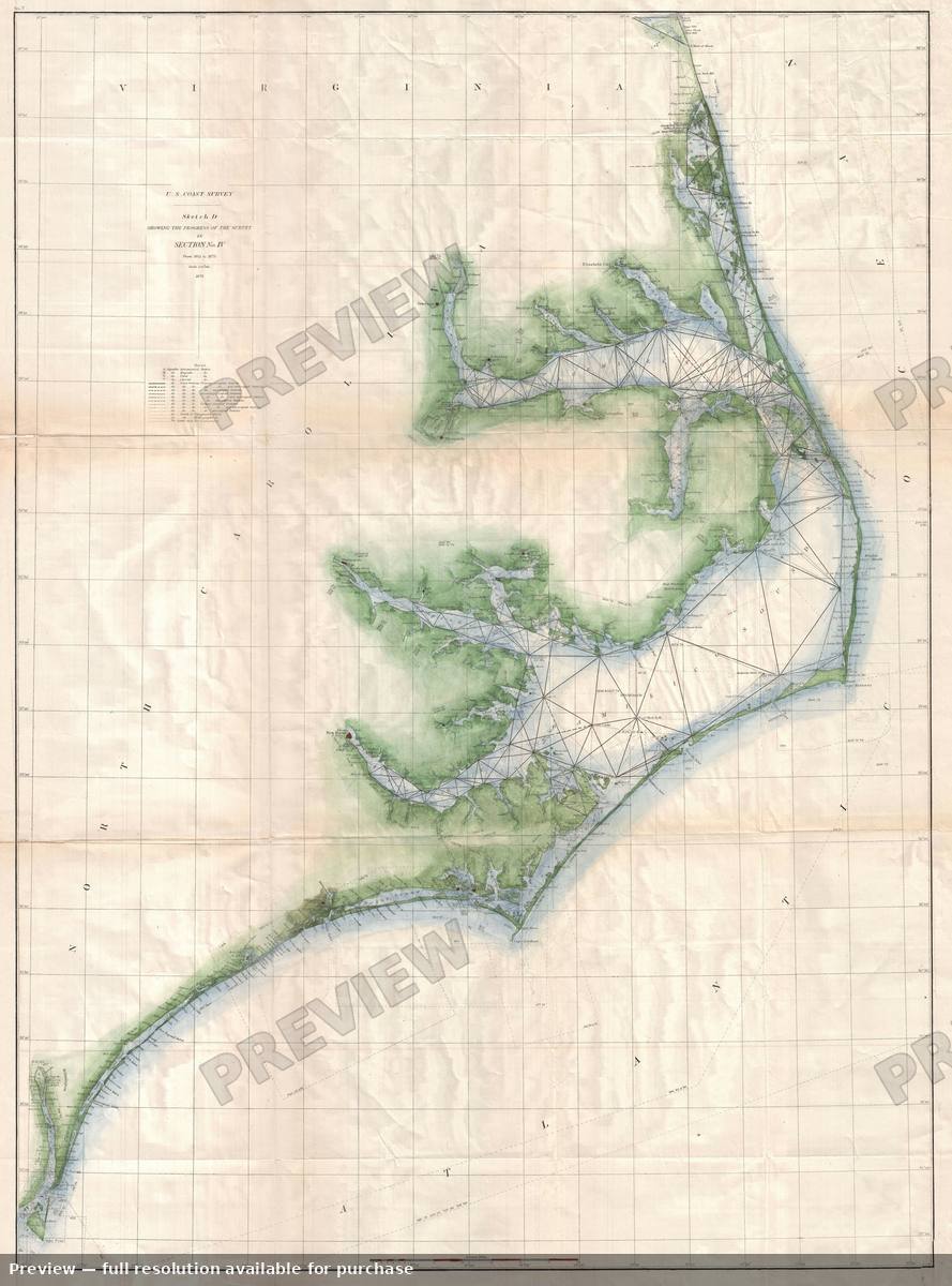 Antique map: Carolina Coast, 1875
