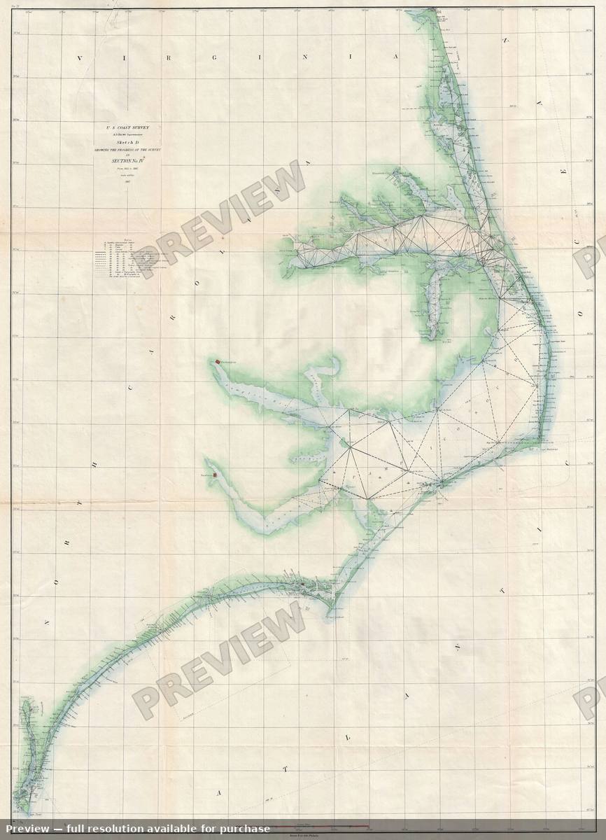 Antique map: Carolina Virginia Coast, 1862