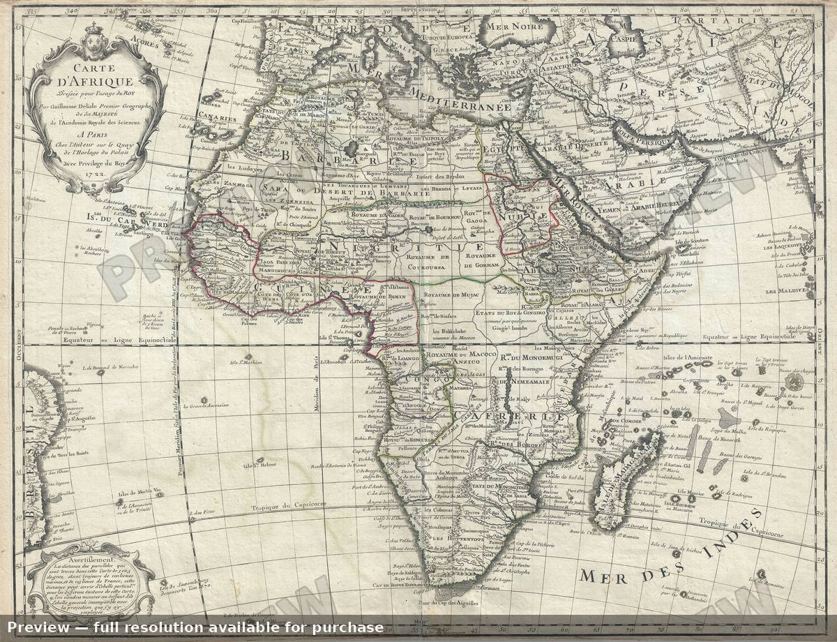 Antique map: Carte D Afrique, 1722
