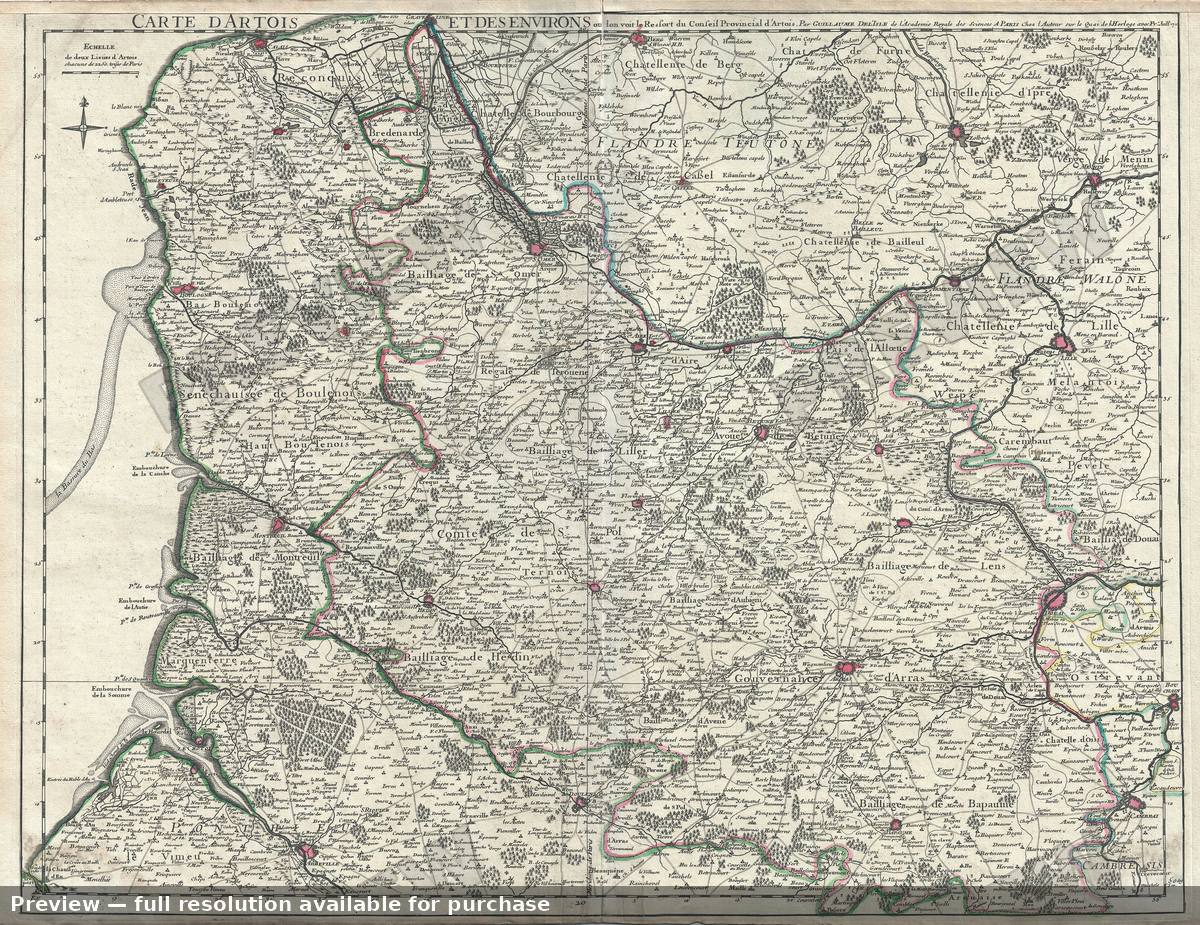 Antique map: Carte D Artois, 1711, 1711