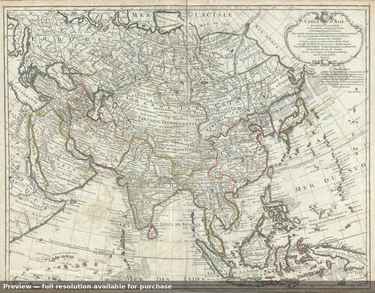 Antique map: Carte D Asie, 1723