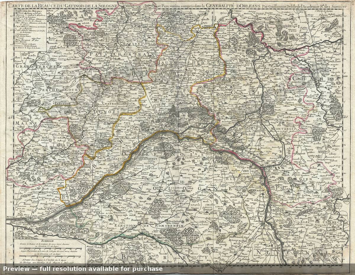 Antique map: Carte De La Beauce Gatinois, 1718
