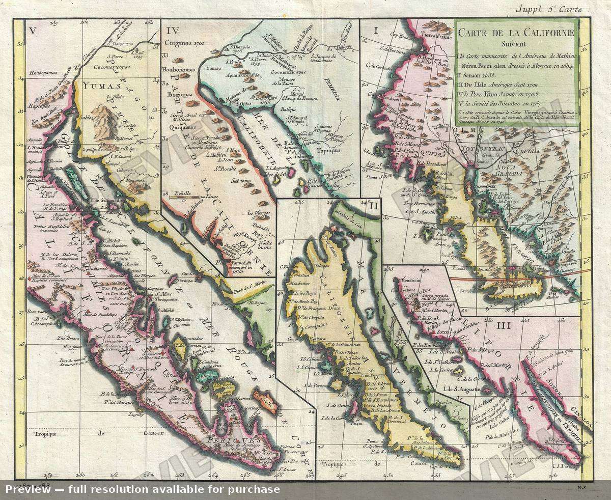 Antique map: Carte De La Californie, 1772