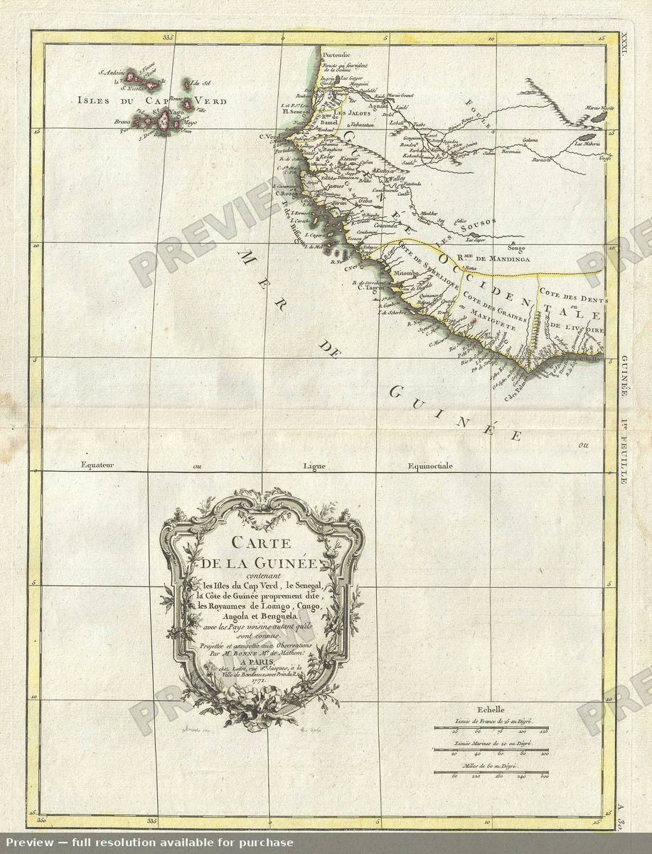 Antique map: Carte De La Guinee, 1771, 1771