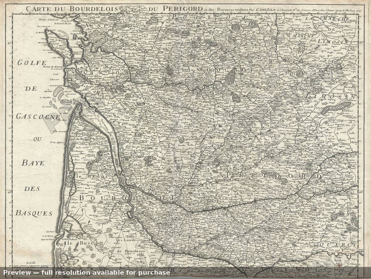 Antique map: Carte Du Bourdelois, 1714, 1714