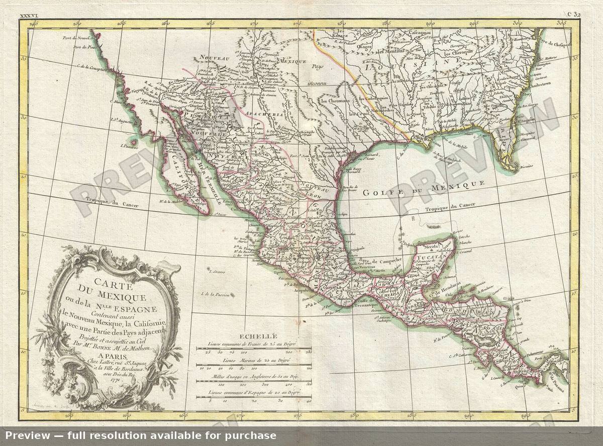 Antique map: Carte Du Mexique, 1771, 1771