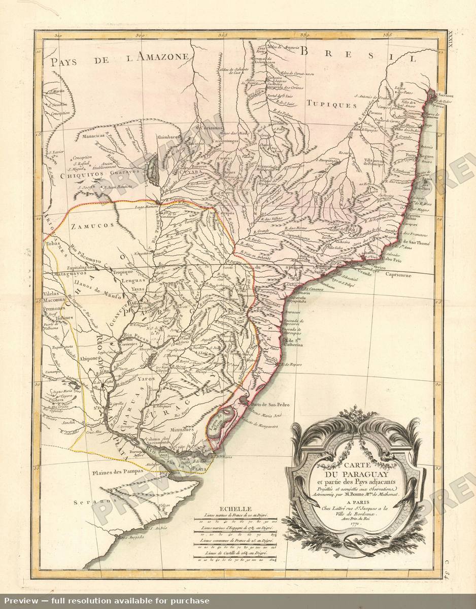 Antique map: Carte Du Paraguay, 1771, 1771