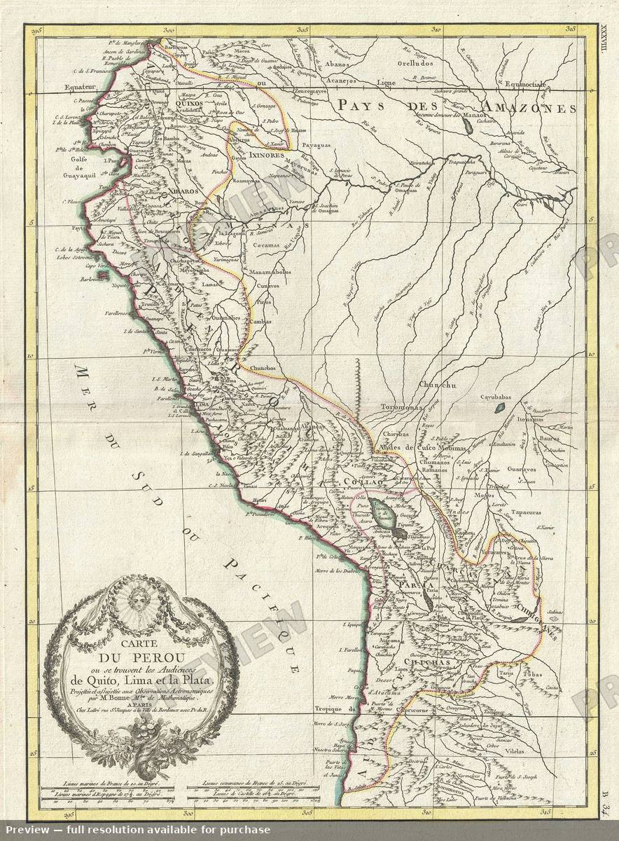 Antique map: Carte Du Perou, 1778, 1778