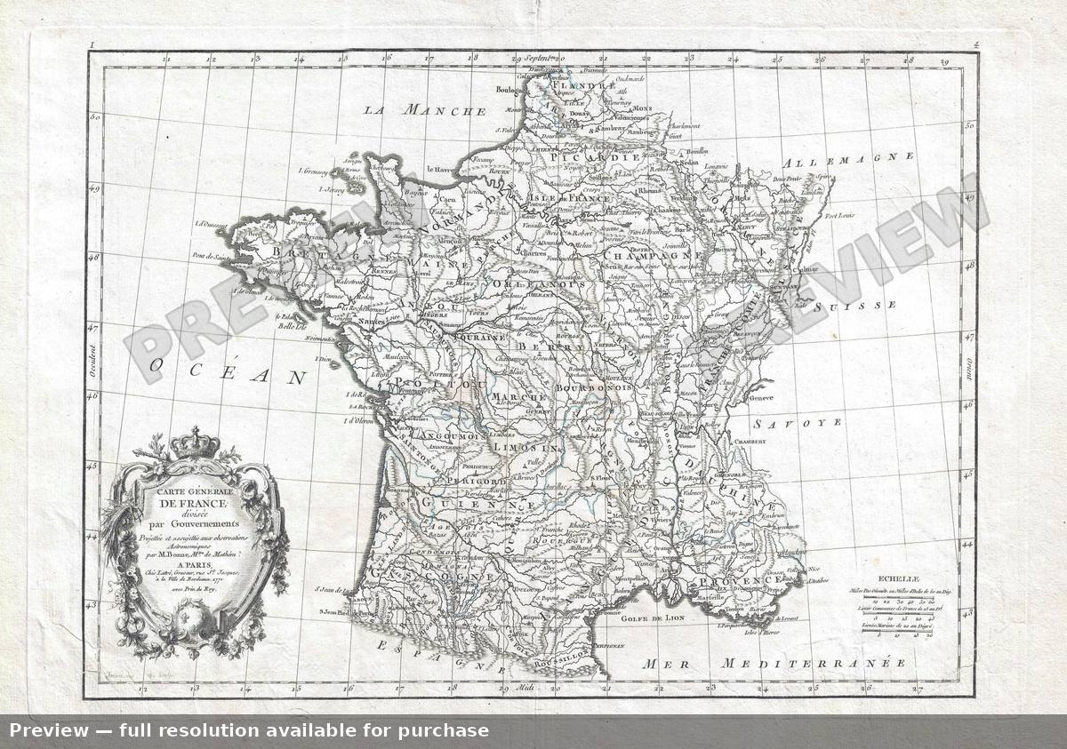 Antique map: Carte Generale France 3, 1771, 1771