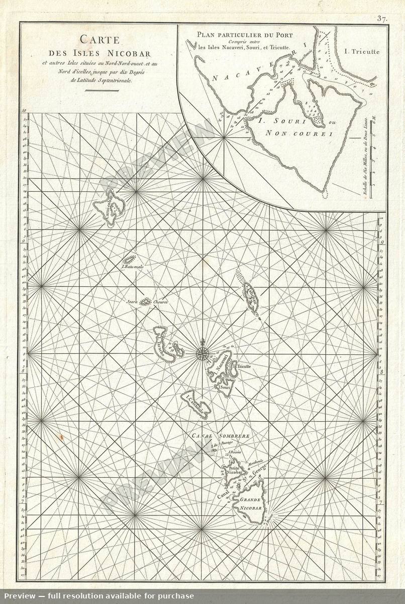 Antique map: Carte Isles Nicobar, 1775