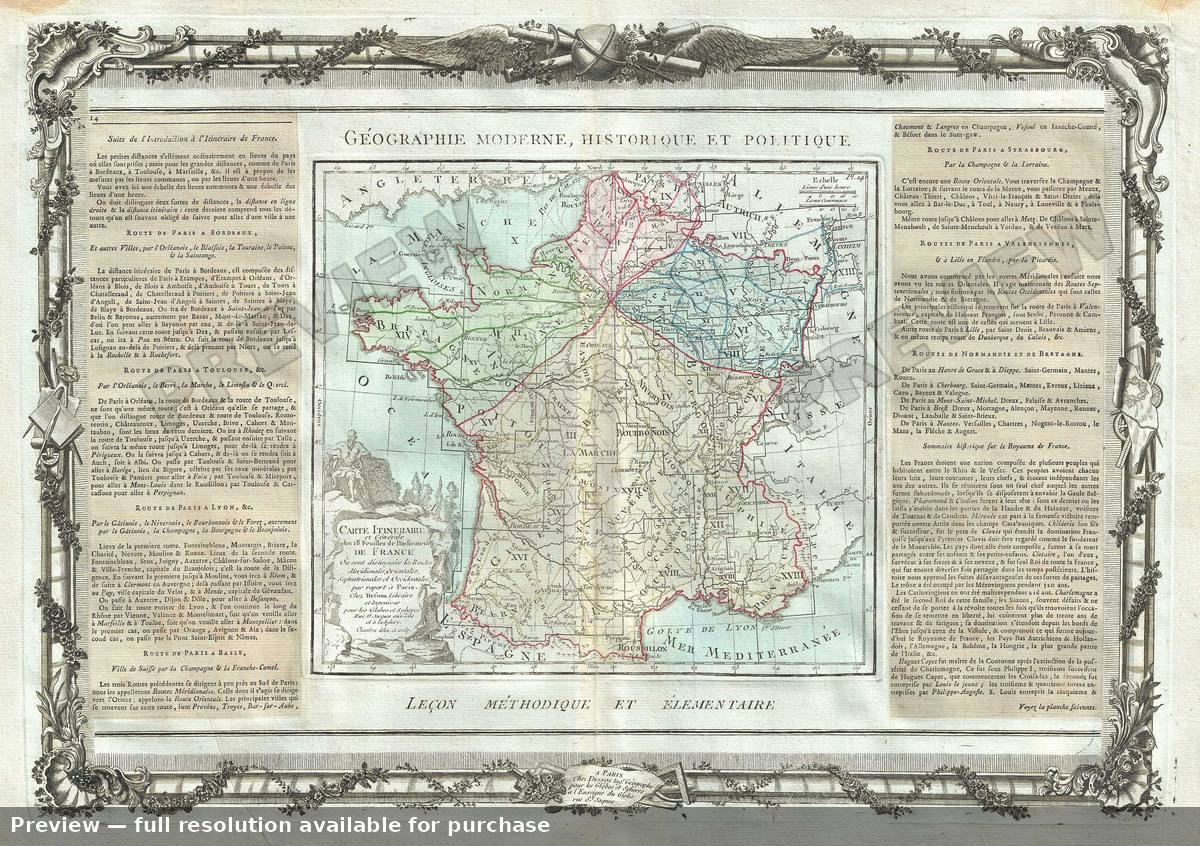 Antique map: Carte Itineraire France, 1786