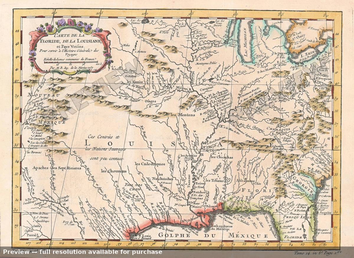 Antique map: Carte La Louisiane, 1757, 1757