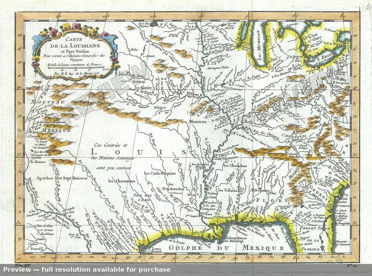 Antique map: Carte La Louisiane, 1757, 1757