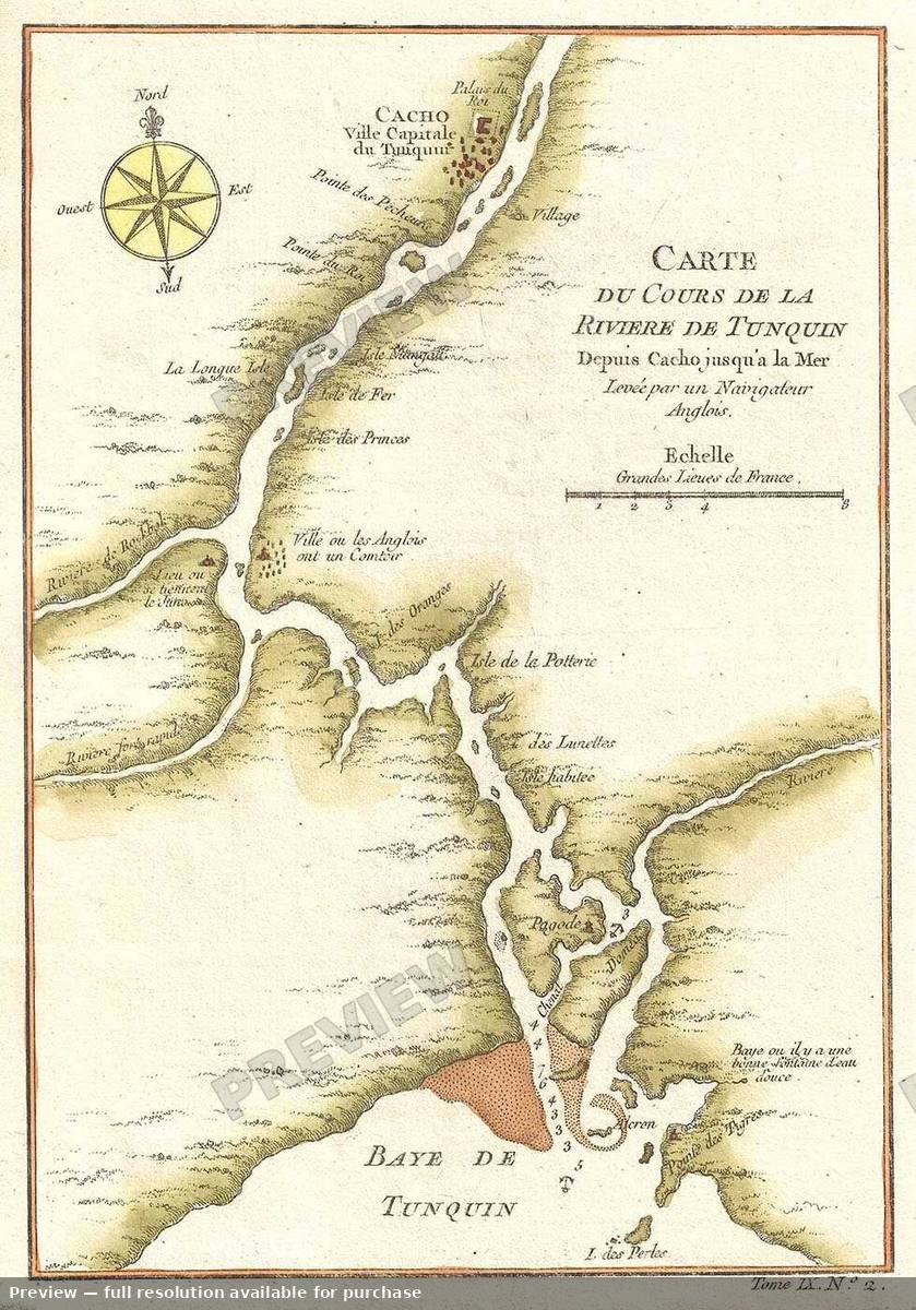 Antique map: Carte Riviere Tunquin, 1750