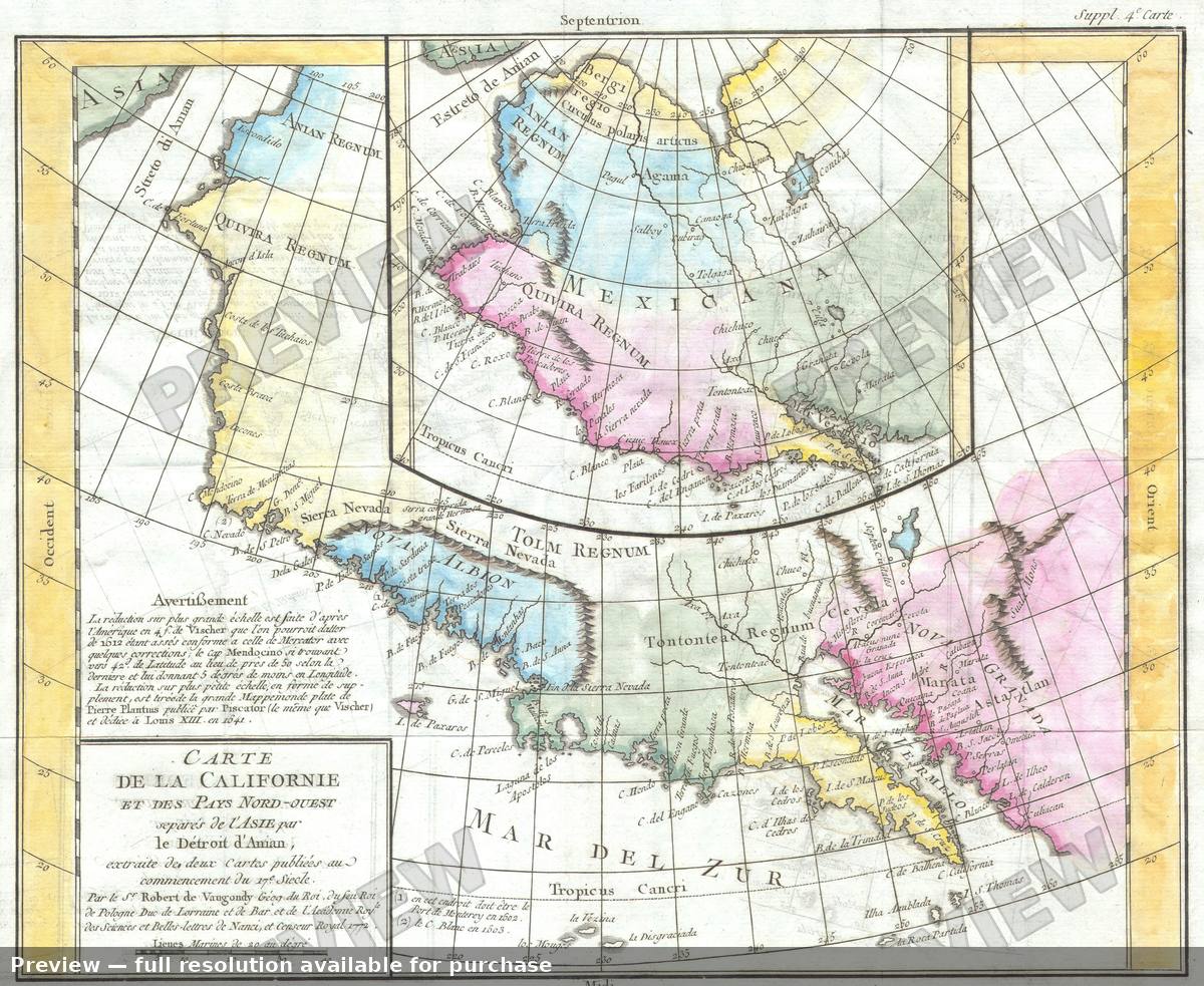 Antique map: Cartede La Californie, 1768, 1768
