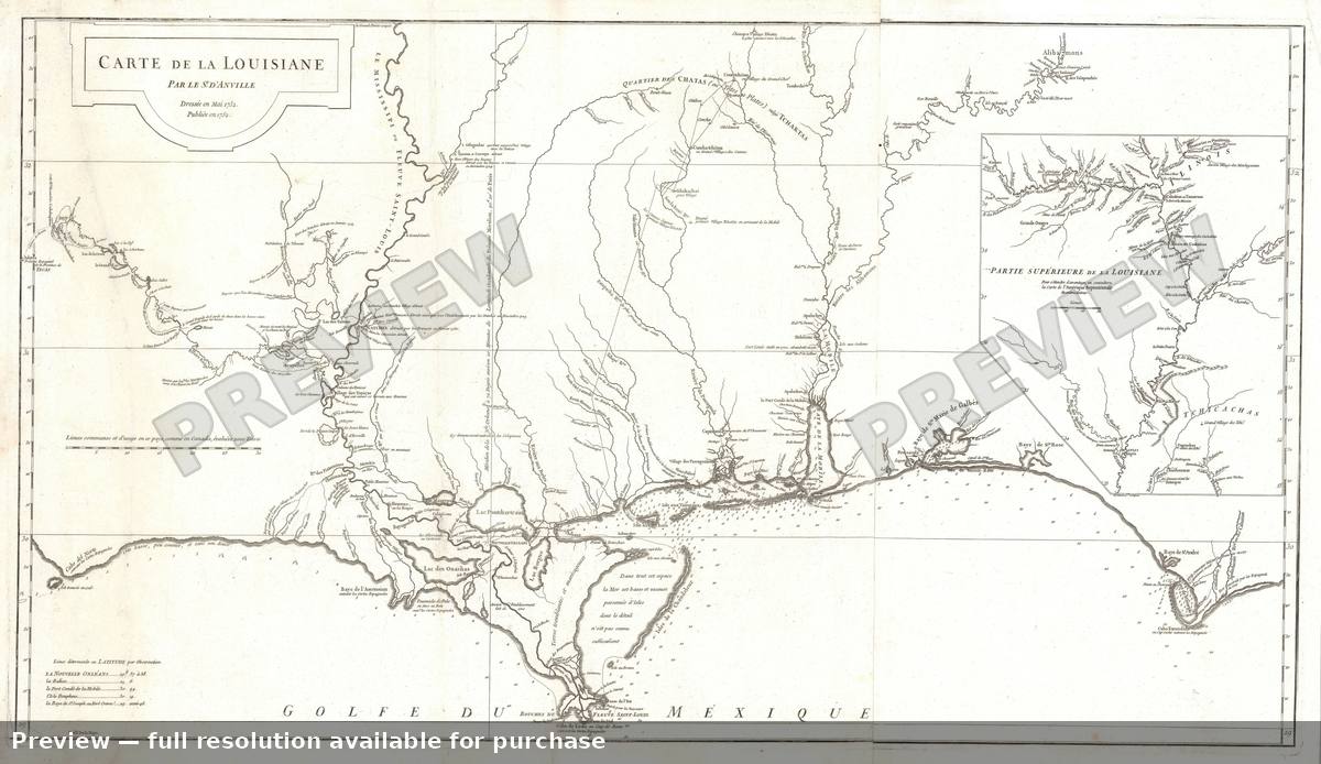 Antique map: Cartedela Louisiane, 1752