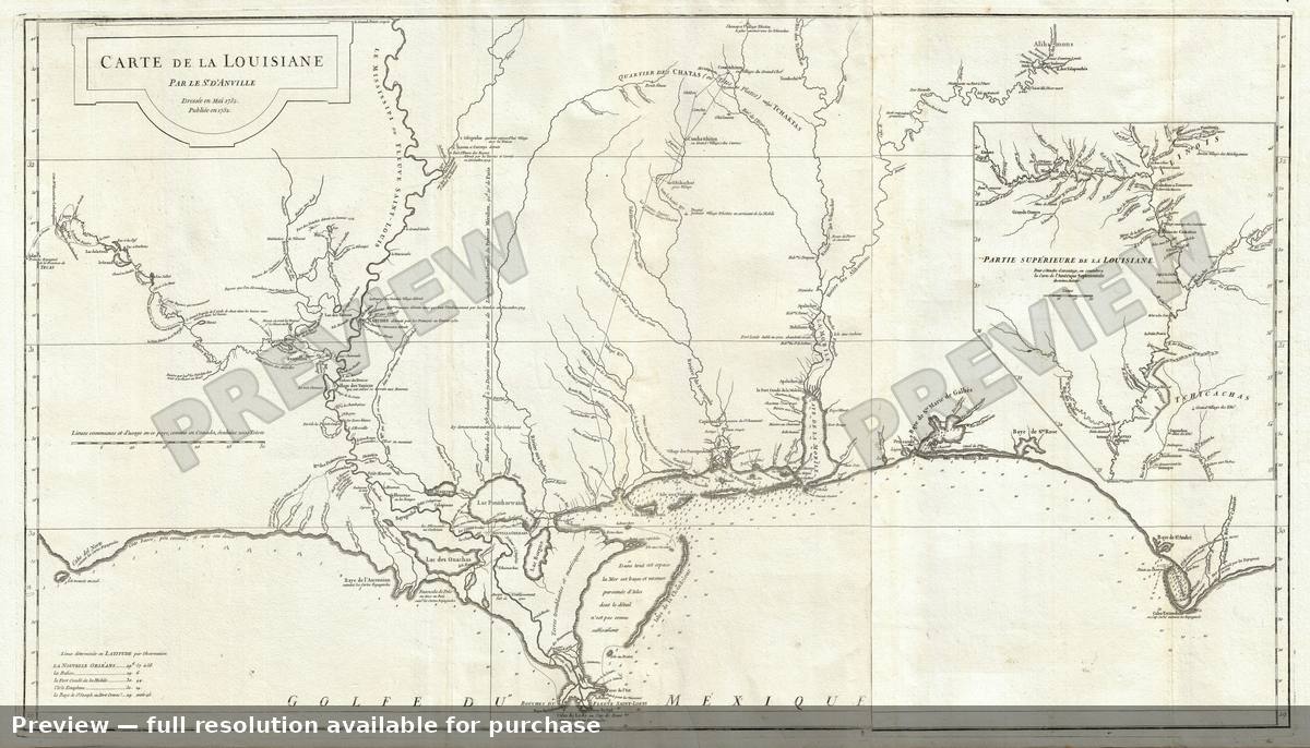 Antique map: Cartedela Louisiane, 1752