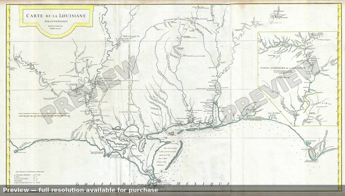 Antique map: Cartedela Louisiane 2, 1752