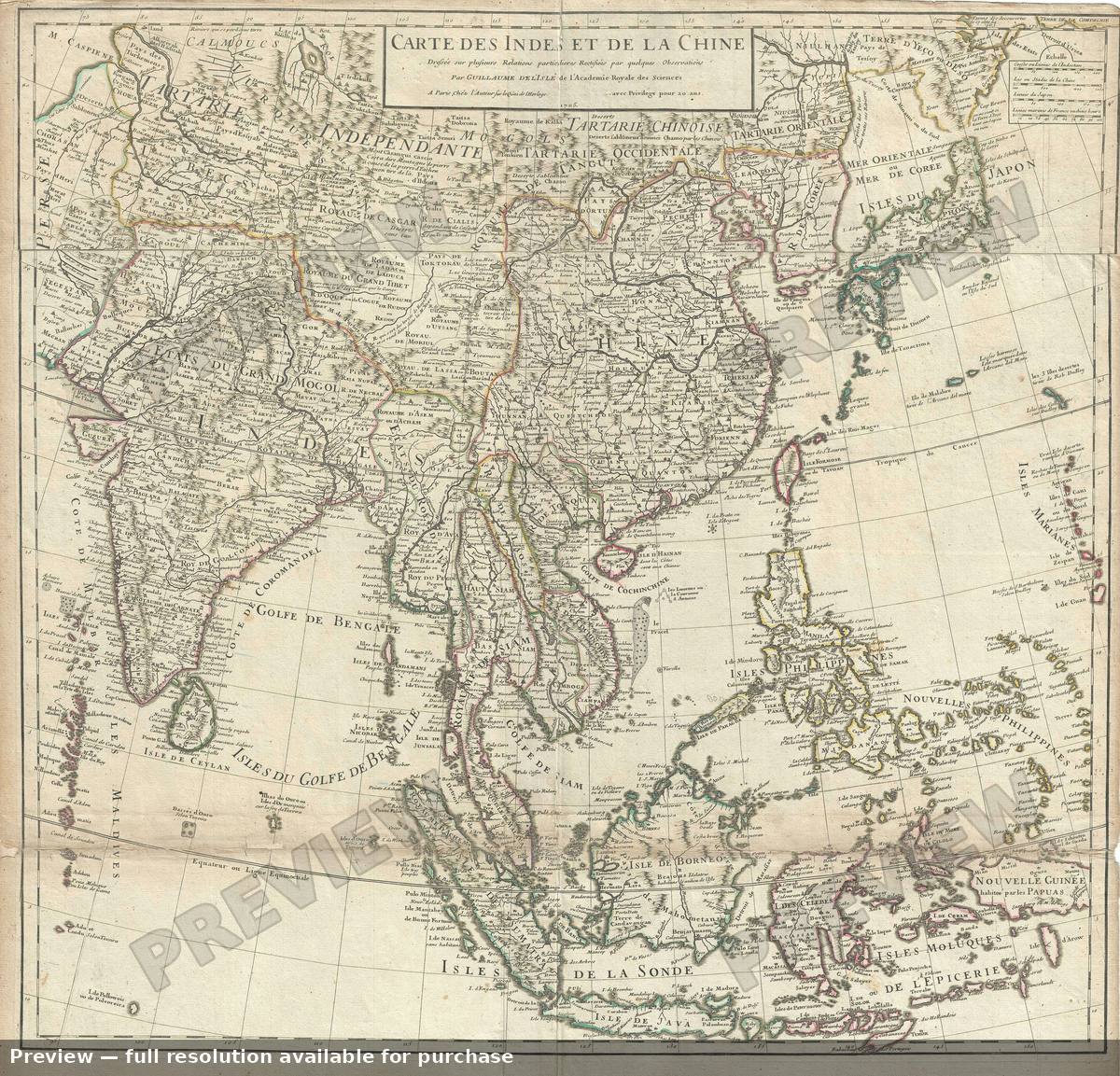 Antique map: Cartedes Indes, 1705