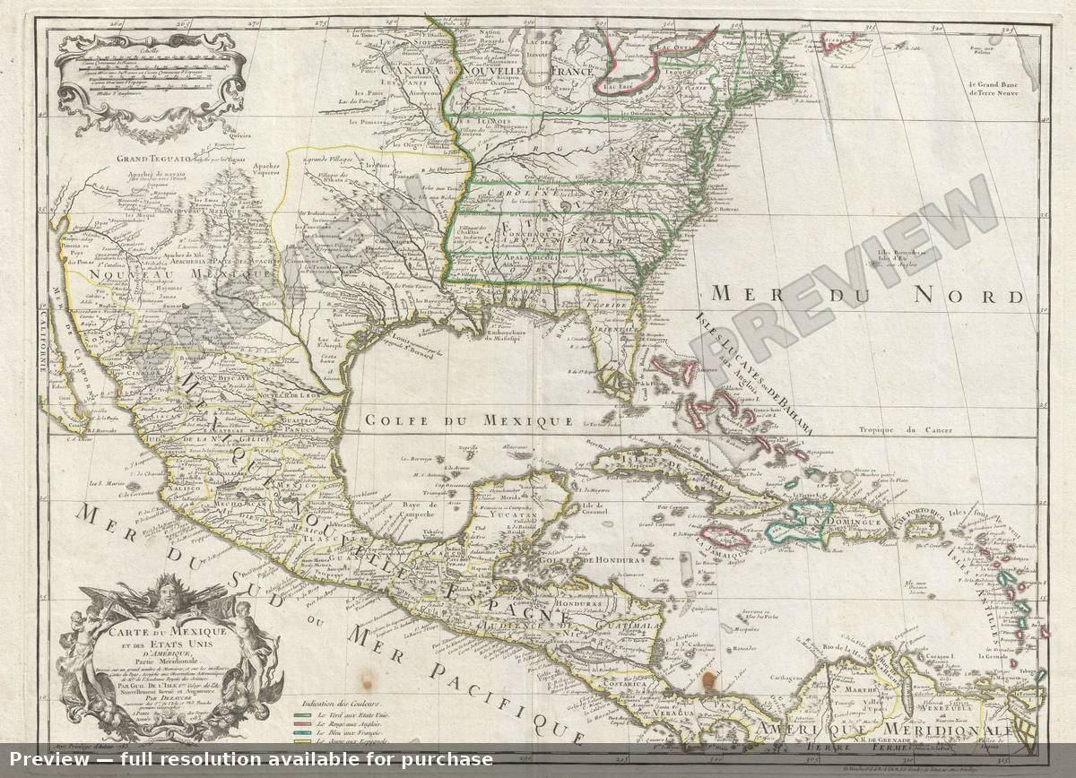 Antique map: Cartedu Mexique Etats Unis, 1783, 1783