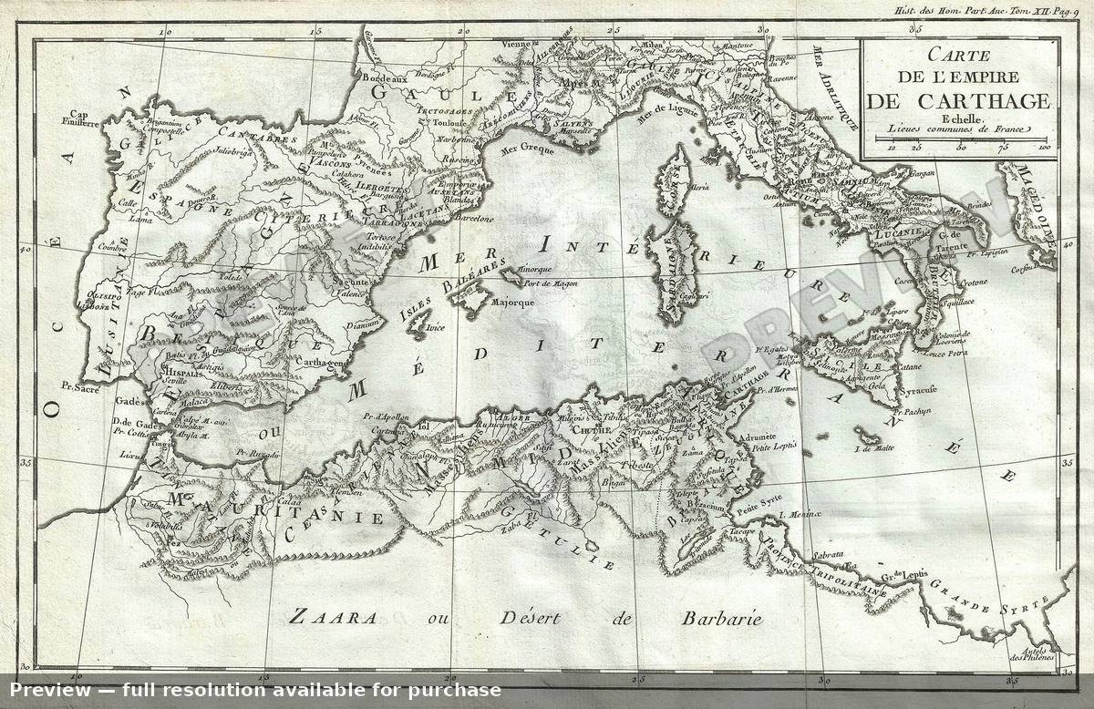 Antique map: Carthage, 1770, 1770