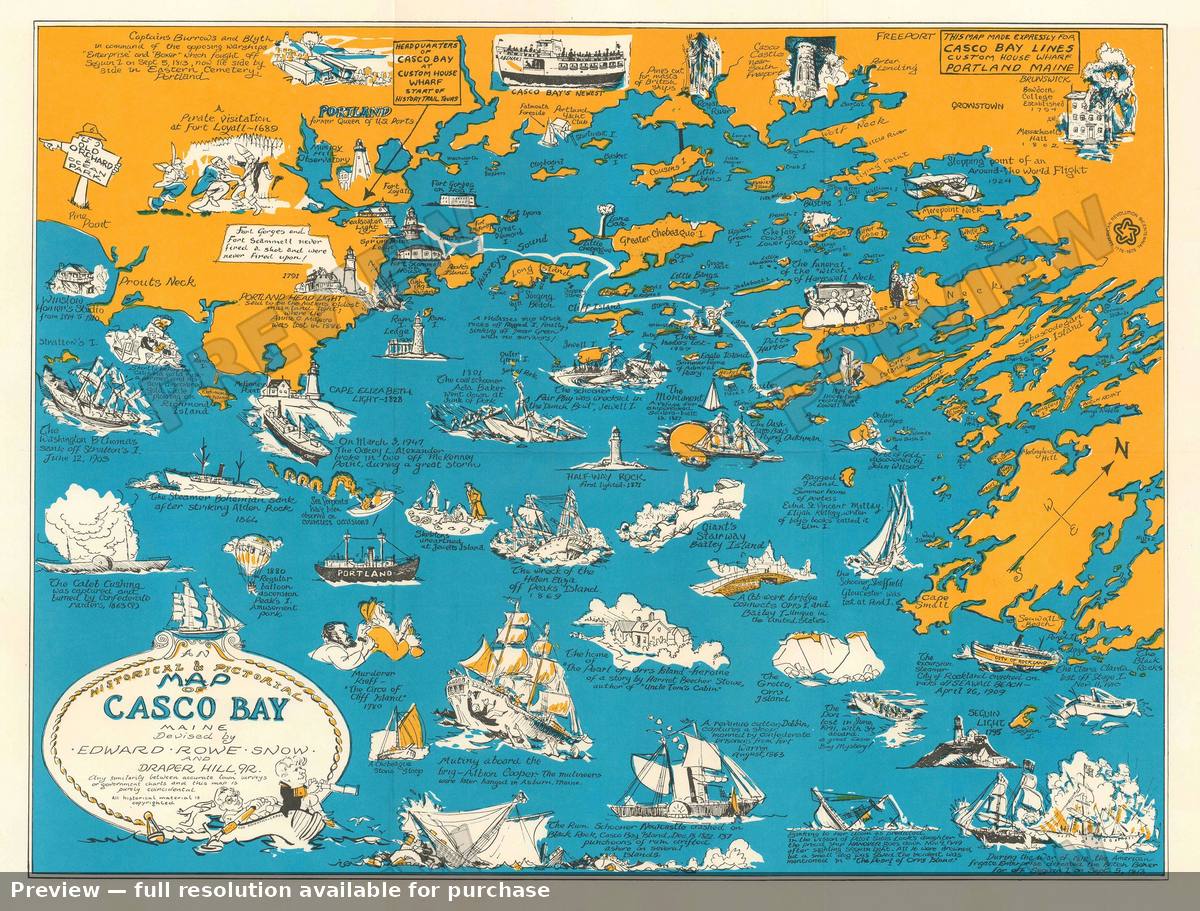 Antique map: Casco Bay, 1976
