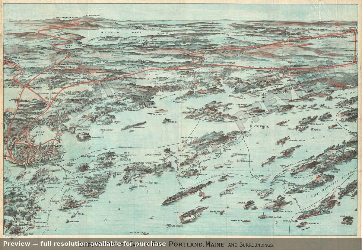 Antique map: Casco Bay, 1906, 1906