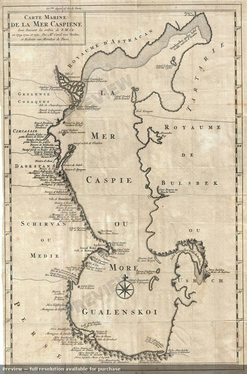Antique map: Caspien Sea, 1721, 1721