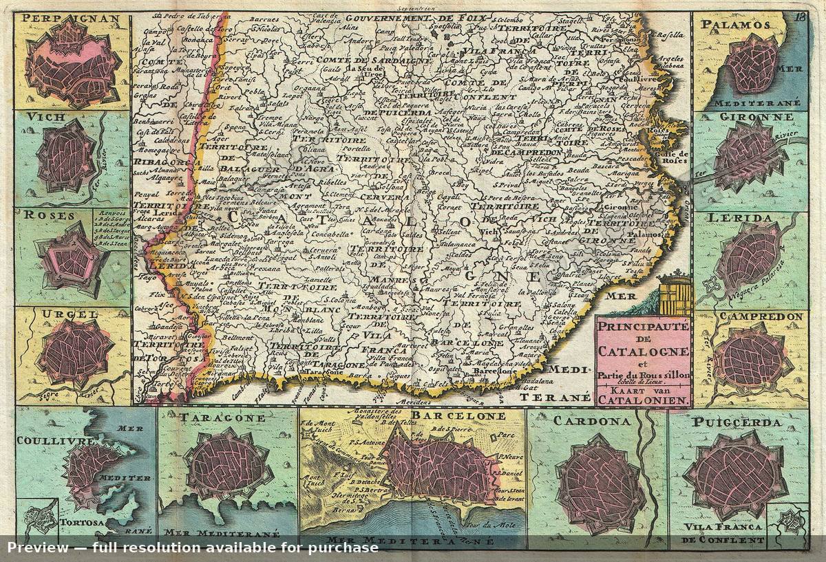 Antique map: Catalogne, 1747