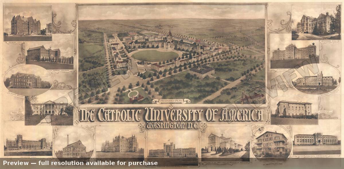Antique map: Catholic Universityof America, 1914, 1914