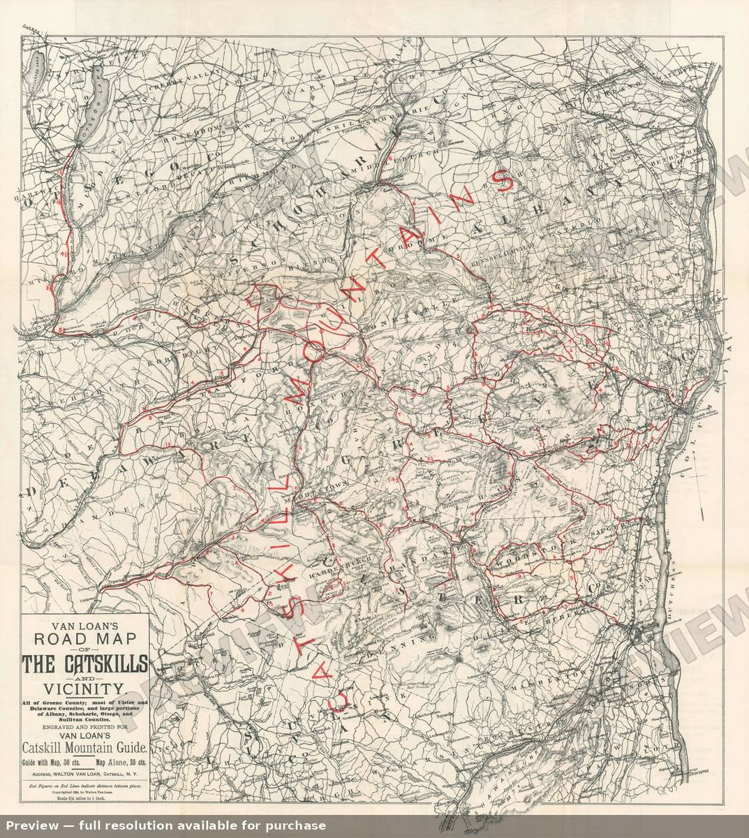 Antique map: Catskills Road Map, 1904, 1904