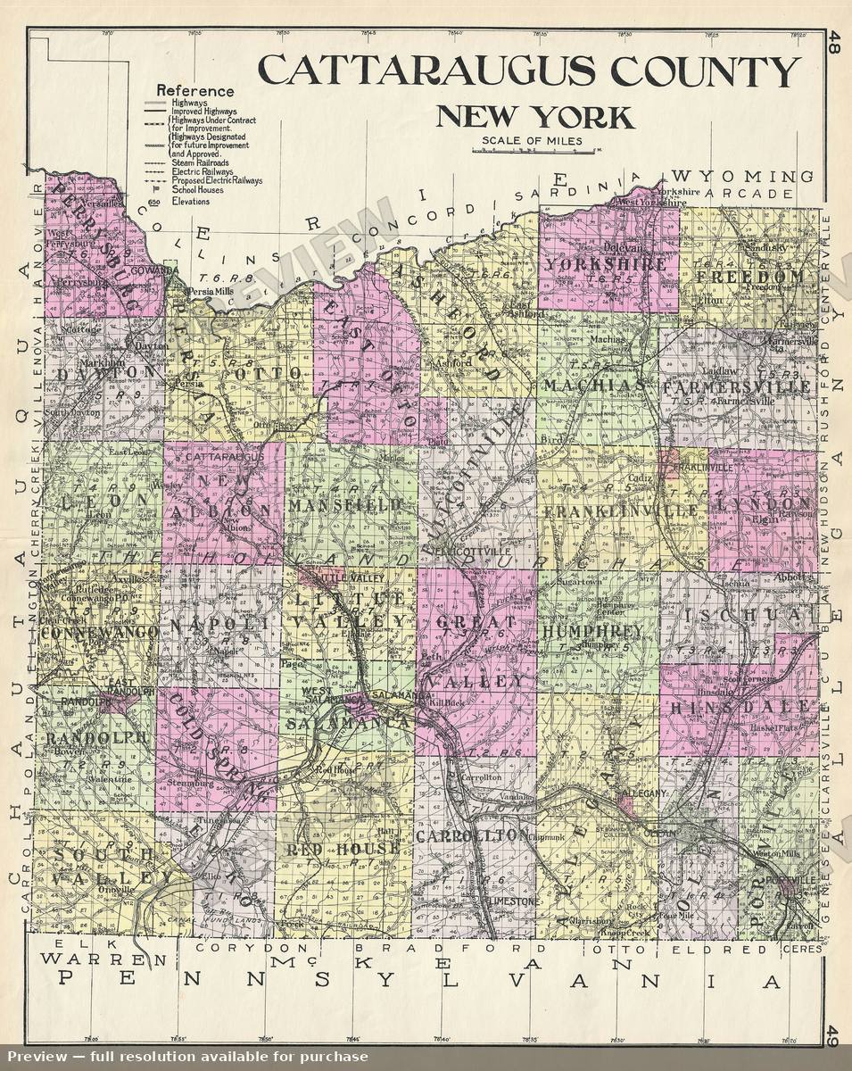 Antique map: Cattaraugus County NY, 1912