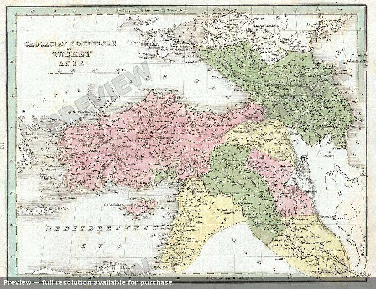 Antique map: Caucasian Countries, 1835