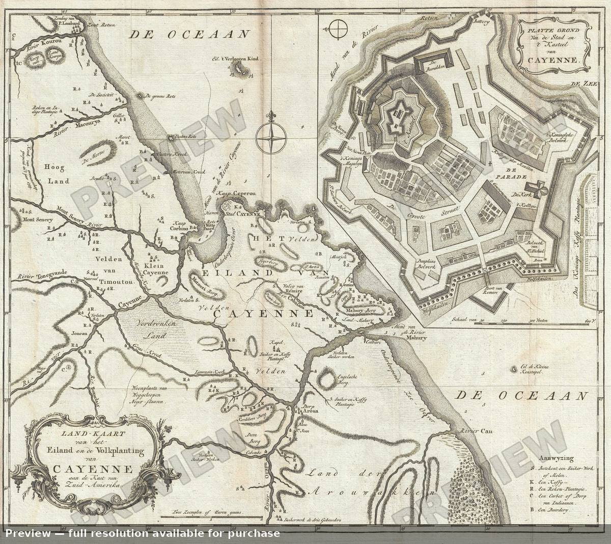 Antique map: Cayenne, 1767