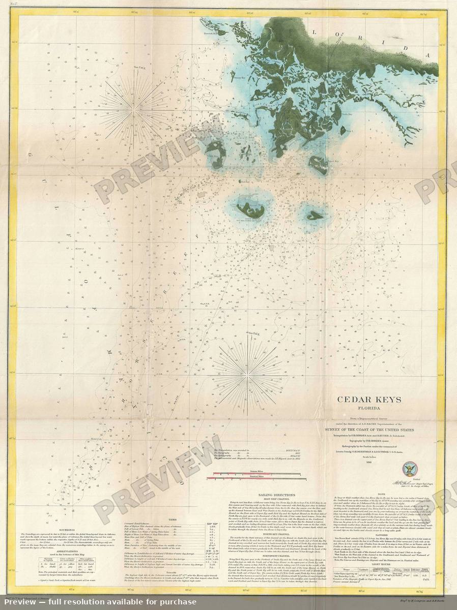 Antique map: Cedar Keys Florida, 1861