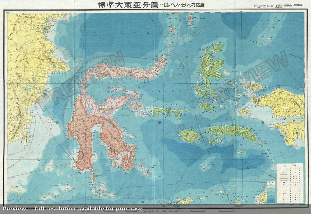 Antique map: Celebes 13, 1943