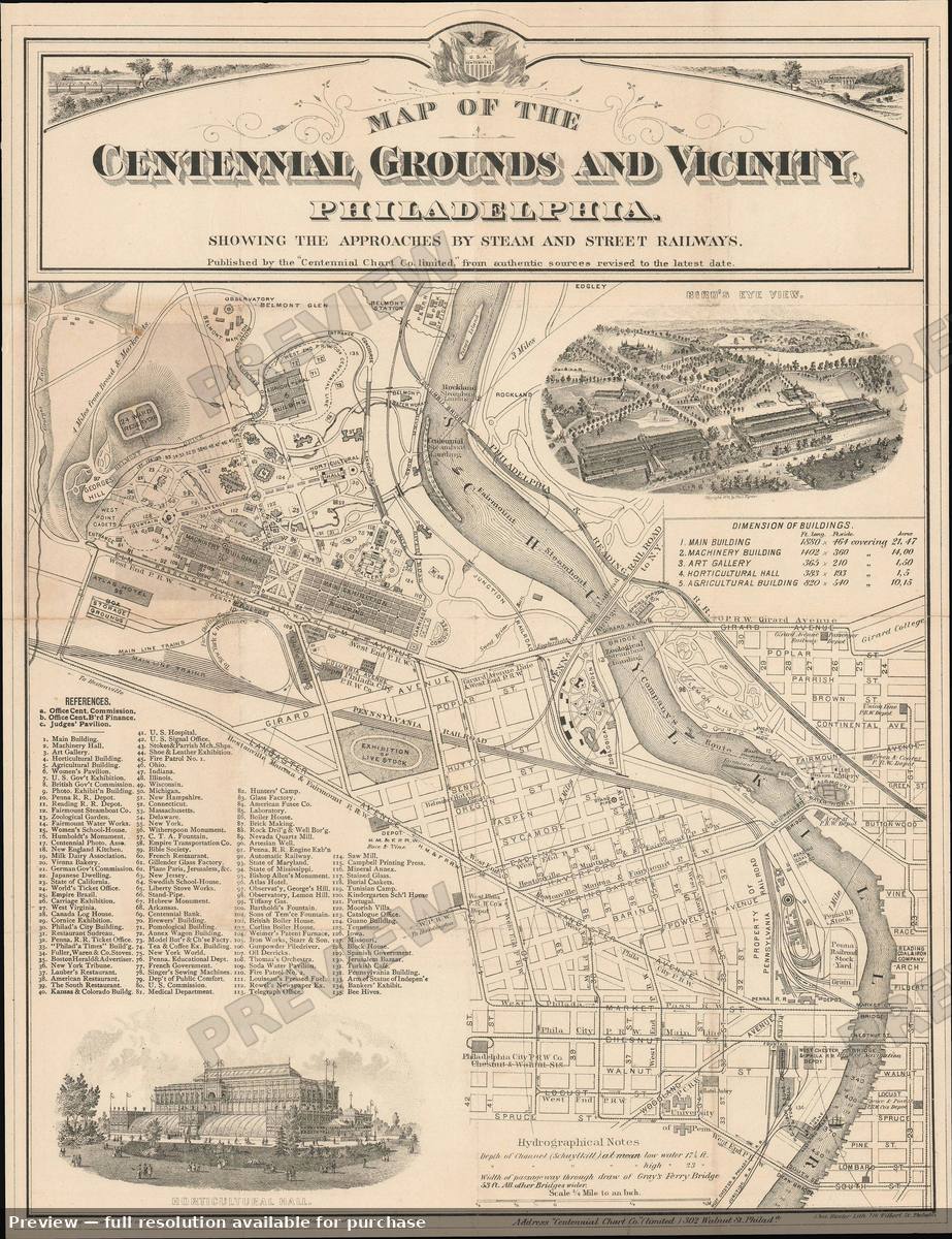 Antique map: Centennial Grounds, 1875, 1875