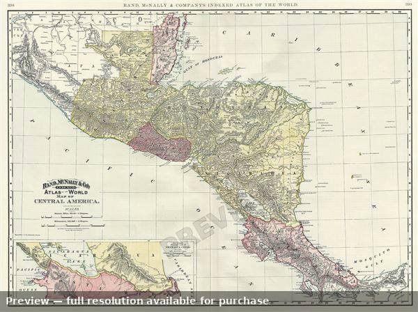 Antique map: Central America, 1893, 1893