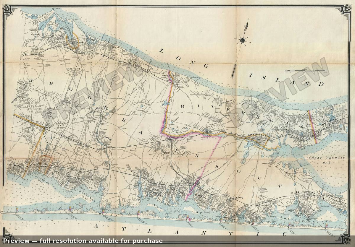 Antique map: Central Eastern Long Island, 1896